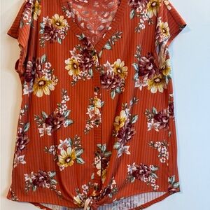 Bobbie Brooks Floral Blouse - Orange and Yellow